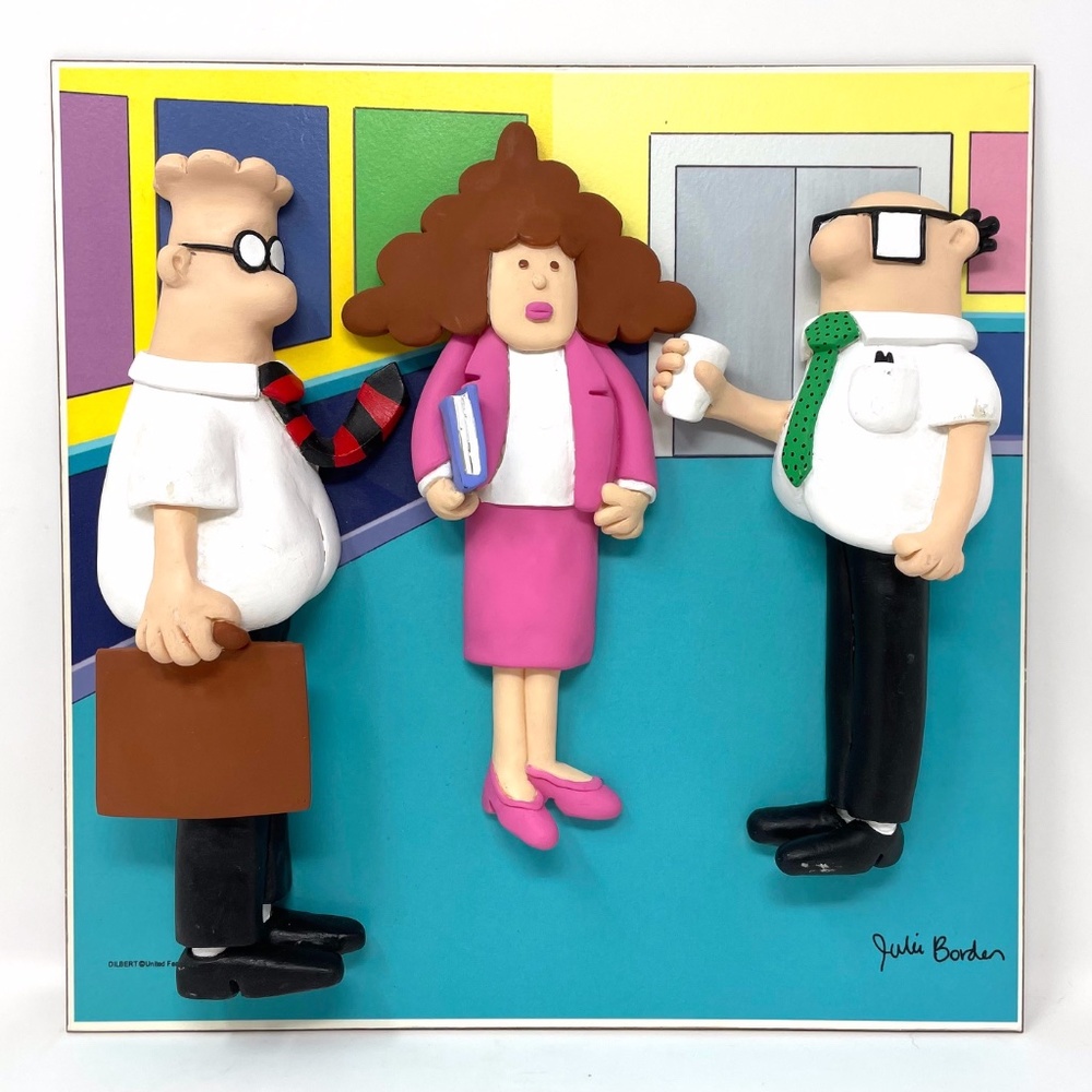 Rare Dilbert Comic 3D Clay Wall Art w/ Alice & Wally Office Scene Amazing!